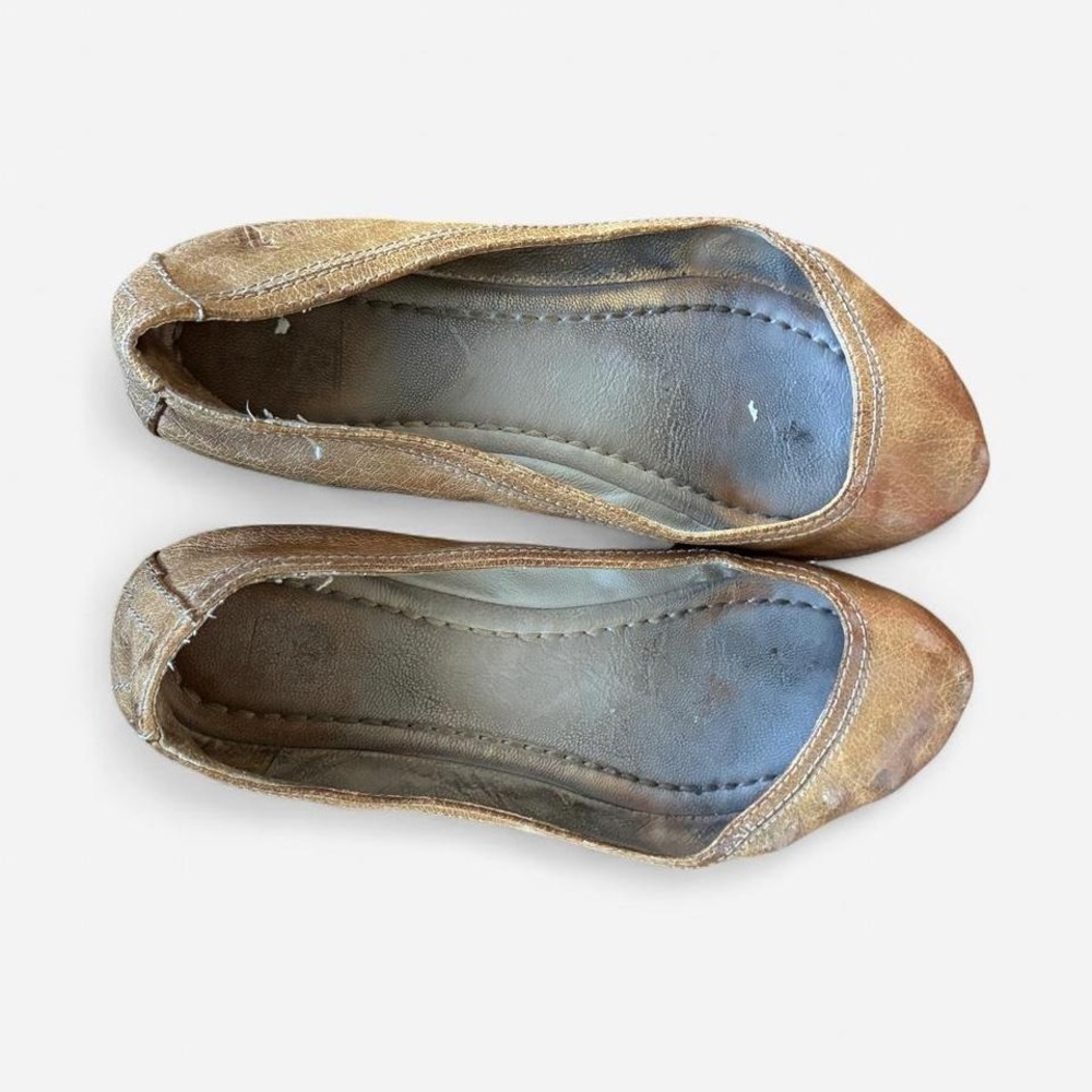 Frye Rounded Toe Tan Leather Patina Ballet Flats Sz 8  coquettegirl balletcore - Picture 4 of 8